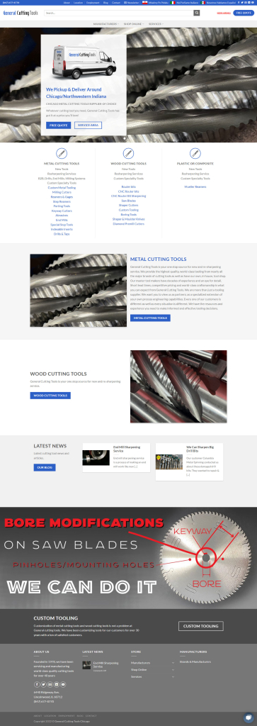 Chicago Cutting Tools website on desktop