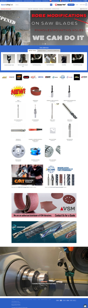 General Cutting Tools website on desktop